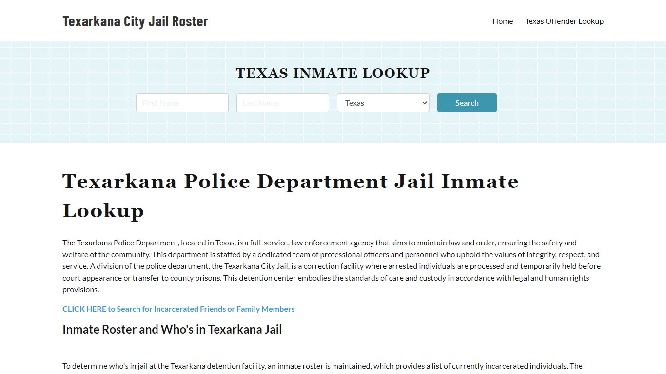 Texarkana Police Department & City Jail, TX Inmate Roster, Arrests ...